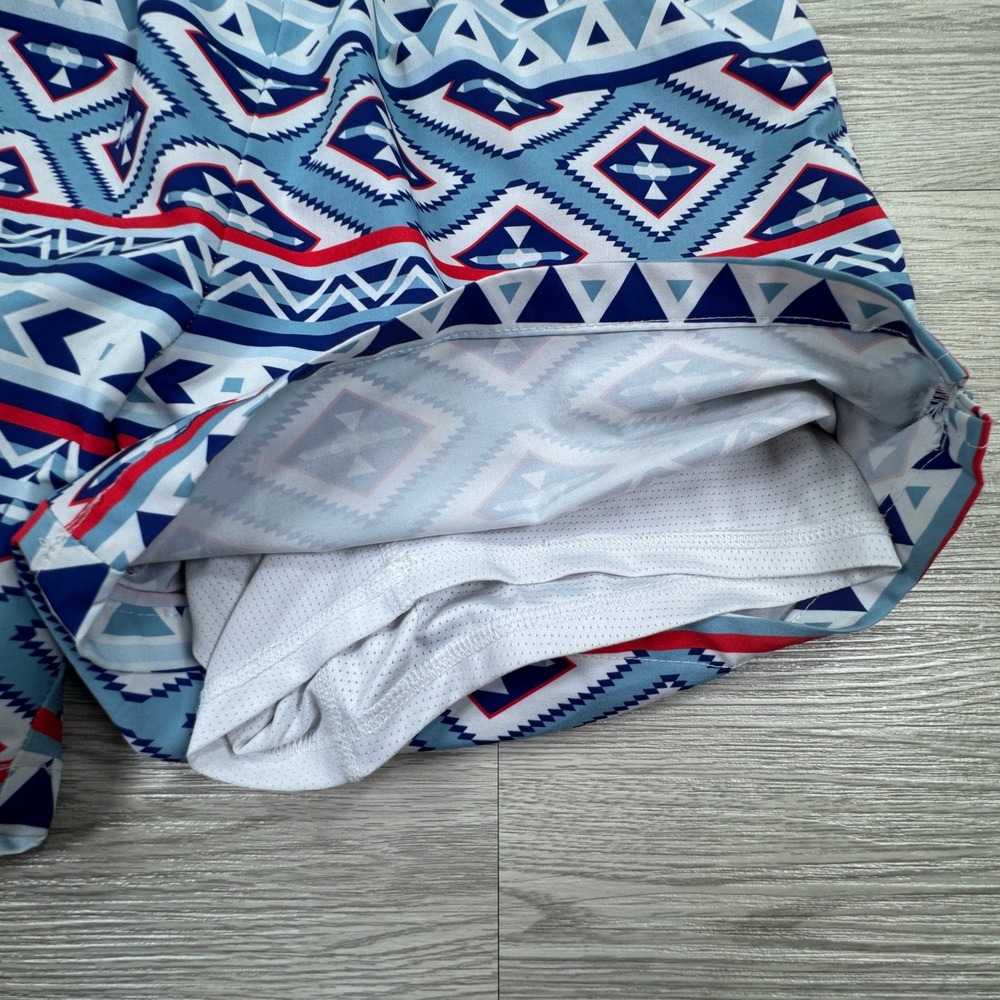 Meripex Mens Swim Trunks Southwestern Geometric Blue Red Medium Mesh Lined Short - Picture 9 of 10
